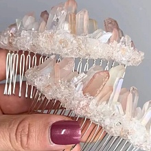 Natural Raw Quartz Crystal Chip Combs. with Alloy Findings PW23032197183