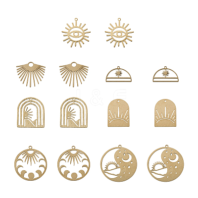 14Pcs 7 Style Brass Charms KK-PJ0001-26-1