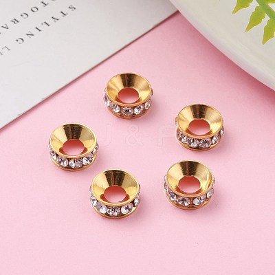 Brass Rhinestone Spacer Beads RB-A020-9mm-01G-1