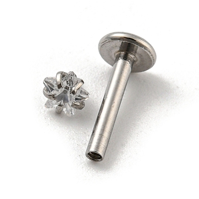 304 Stainless Steel Threaded Flatback Earrings LS-EJEW-NH0001-01A-02-1