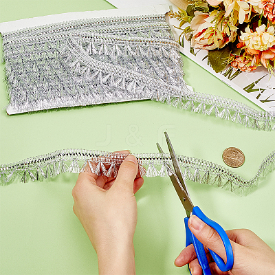 15 Yards Filigree Polyester Lace Fringe Trim OCOR-WH0089-13B-1