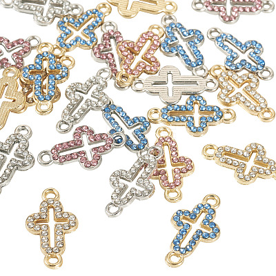 24Pcs 6 Colors Alloy Rhinestone Connector Charms FIND-TA0008-75-1