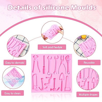 2Pcs Tool Theme Silicone Molds for DIY Craft ST-CJ0007-73-1