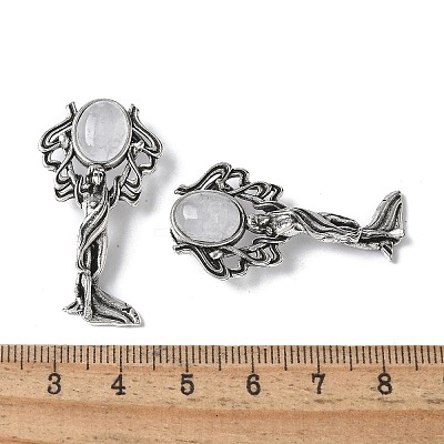 Angel Brass Natural Quartz Crystal Pendants KK-D361-02AS-18-1