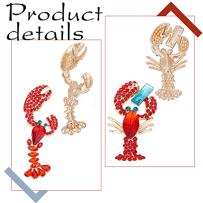 2 Pairs 2 Style Rhinestone Lobster Stud Earrings EJEW-AN0002-67-1