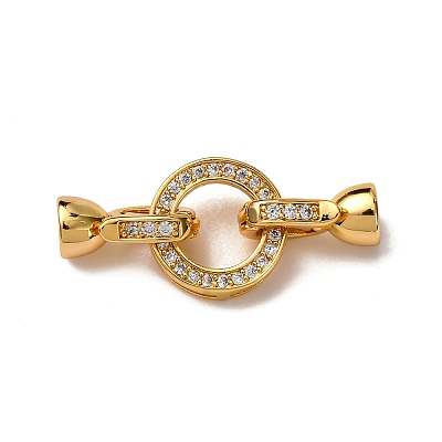 Ring Brass Micro Pave Clear Cubic Zirconia Fold Over Clasps KK-Z121-22G-01-1