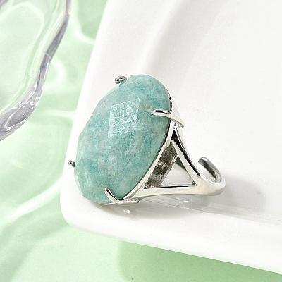 Natural Amazonite Finger Rings RJEW-C154-01K-1
