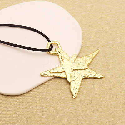 Bohemian Style Zinc Alloy Pendant Black Waxed Cord Necklaces for Women FS-WG15105-04-1