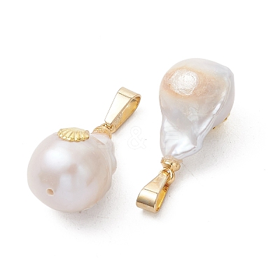 Natural Baroque Keshi Pearl Pendants PALLOY-JF05463-1