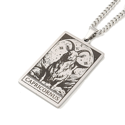 Non-Tarnish 304 Stainless Steel Tarot Pendant Necklaces NJEW-A026-01P-10-1