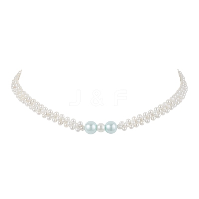 Shell Pearl Bead Beaded Necklaces NJEW-JN04946-1