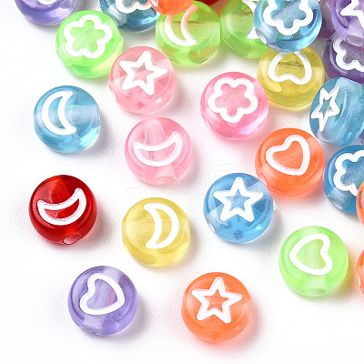 Transparent Spray Painted Acrylic Beads TACR-N018-01-1