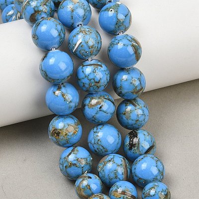 Synthetic Turquoise and Sea Shell Assembled Graduated Beads Strands GG-CBA2AE1-A07-E-1