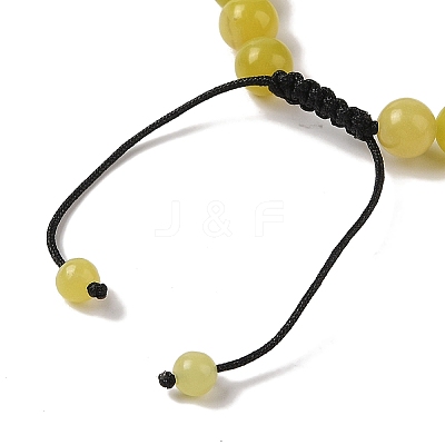8mm Round Natural Lemon Jade Braided Bead Bracelets BJEW-C067-01B-02-1