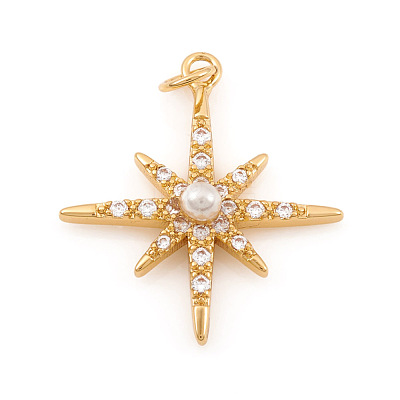 Brass Micro Pave Cubic Zirconia Charms ZIRC-G169-06G-1