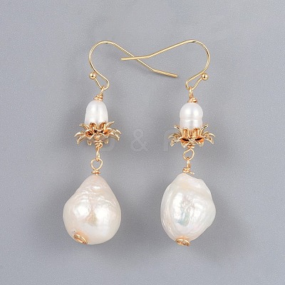 Freshwater Pearl Dangle Earrings EJEW-JE03310-1