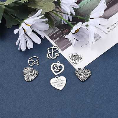 Mixed Tibetan Style Alloy Heart Pendants TIBEP-X0004-02-AS-1