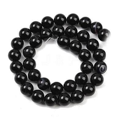 Natural Black Agate Bead Strands LS-G-G962-10mm-12-A-1