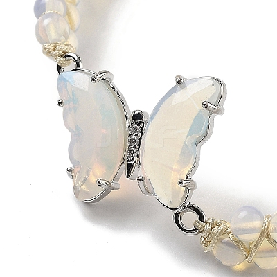 Opalite Braided Round Bead Bracelets BJEW-K251-06J-1