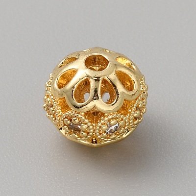 Brass Cubic Zirconia Beads KK-WH0081-07A-G-1