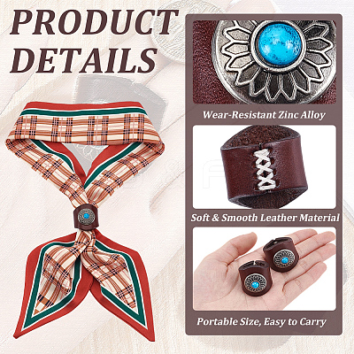 Flower Imitation Leather Scarf Clips AJEW-WH20001-16A-01-1