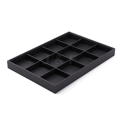 Stackable Wood Display Trays Covered By Black Leatherette X-PCT106-1
