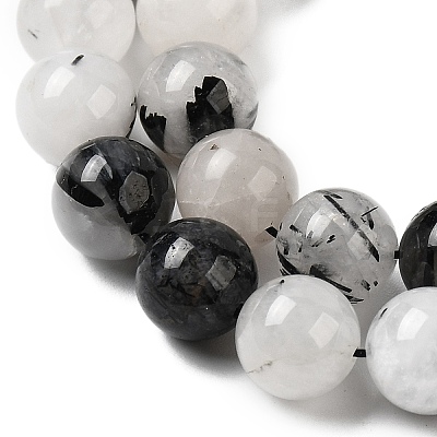 Natural Black Rutilated Quartz Beads Strands G-D295-8mm-1