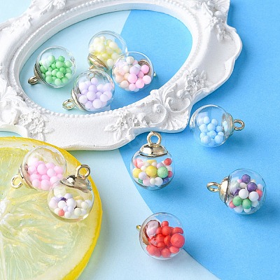 10Pcs Glass Ball Pendants GLAA-YW0001-78-1