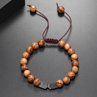 Ethnic Style Round Wood Men's Braided Bead Bracelets YO2392-2-1