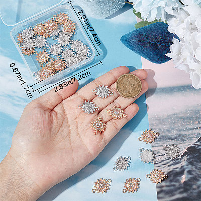 40Pcs 2 Styles Alloy Crystal Rhinestone Connector Charms FIND-SC0025-27-1