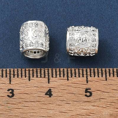 Rack Plating Brass Micro Pave Clear Cubic Zirconia European Beads KK-L215-301S-1
