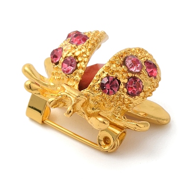Alloy Rhinestone Ladybird Brooch JEWB-B020-01G-01-1
