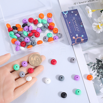 96Pcs 12 Colors Food Grade Eco-Friendly Silicone Abacus Beads SIL-SC0001-87C-1