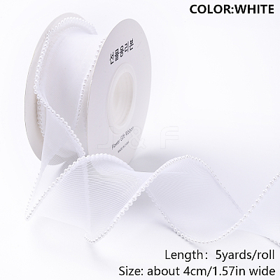 1Roll 5 Yards ABS Pearl Edged Mesh Ribbon for Bowknot Making OCOR-YW0001-13B-1