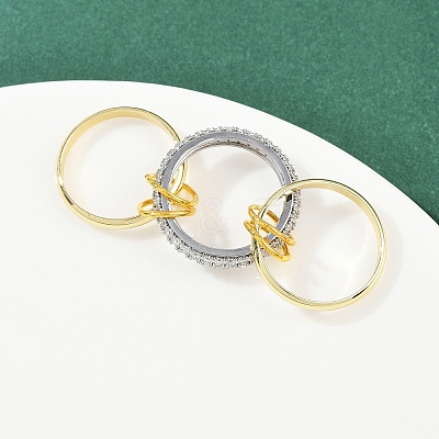 Brass Micro Pave Cubic Zirconia Finger Rings RJEW-D325-01PG-06-1