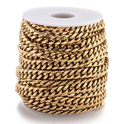 304 Stainless Steel Cuban Link Chain STAS-B019-02B-G-1