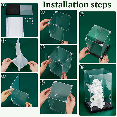 Acrylic Minifigure Display Cases with Black Base ODIS-WH0030-314A-1