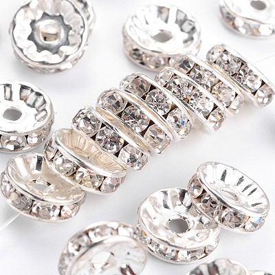 Brass Rhinestone Spacer Beads RB-A014-Z10mm-01S-1