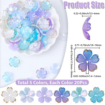 120Pcs 6 Colors Acrylic Bead Caps OACR-BM0001-11A-1