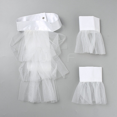 Polyester Detachable Tulle Ruffle Collar & Sleeves Set DIY-WH0683-24-1