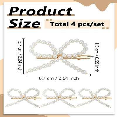 4Pcs White Bowknot Iron Alligator Hair Clips PHAR-LP0002-40-1