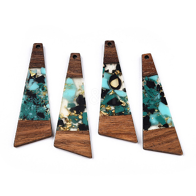 Transparent Resin & Walnut Wood Big Pendants RESI-TAC0017-71-A02-1