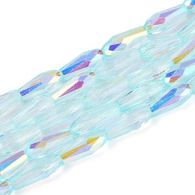 AB Color Plated Transparent Glass Teardrop Beads Strands LS-EGLA-T029-08C-1
