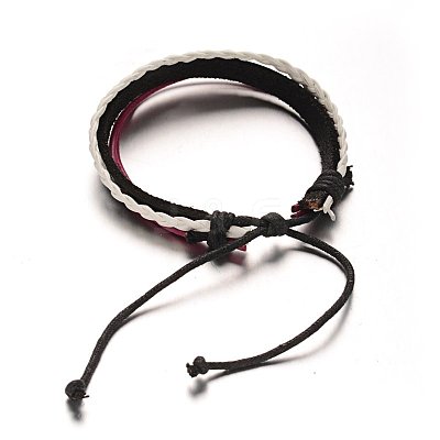 Adjustable Leather Cord Multi-Strand Bracelets BJEW-M169-08-1