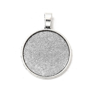 Tibetan Style Alloy Flat Round Pendant Cabochon Settings X-TIBEP-M022-14AS-1