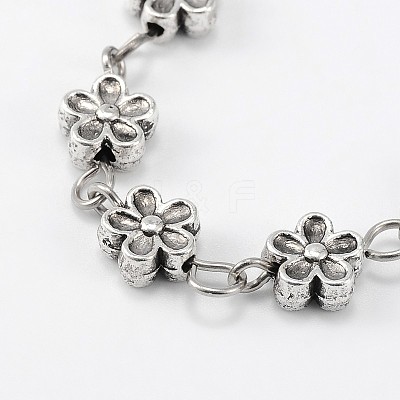 Handmade Tibetan Style Alloy Flower Beads Chains for Necklaces Bracelets Making AJEW-JB00081-03-1