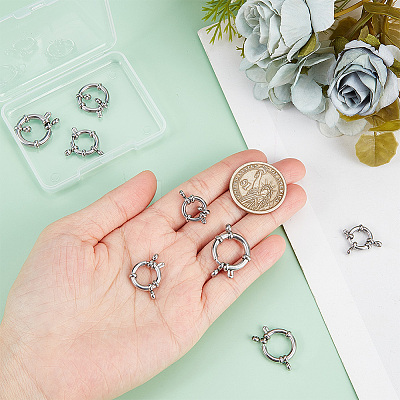 8Pcs 4 Styles 304 Stainless Steel Smooth Surface Spring Ring Clasps STAS-GO0001-23-1