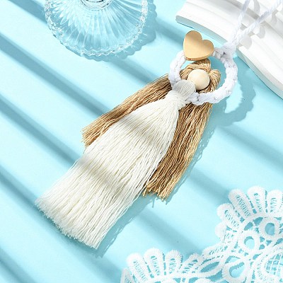 Handmade Macrame Cotton Angel Hanging Ornaments HJEW-JM02711-01-1