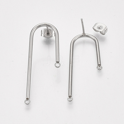 Left and Right Non-Tarnish 304 Stainless Steel Stud Earring Findings STAS-S079-143A-1