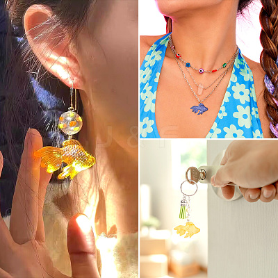 42Pcs 7 Colors Transparent Acrylic Pendants MACR-TA0001-57-1